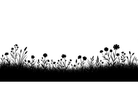 Black Silhouette Flowers: Graphics & Illustrations
