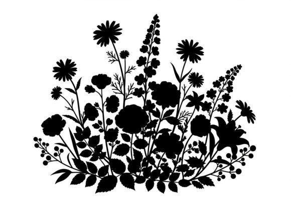 Black Silhouette Flowers: Premium Graphics & Illustrations