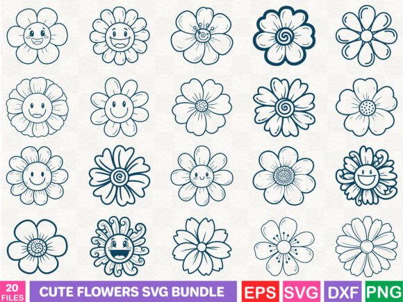 Cute Flowers SVG Bundle: Graphics & Illustrations