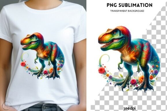Dinosaur with Flowers: Cute Graphics & Illustrations