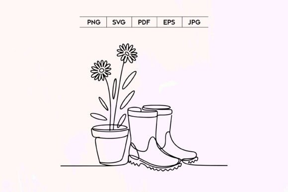 Garden Boots and Flowers SVG: Graphics for Illustrations