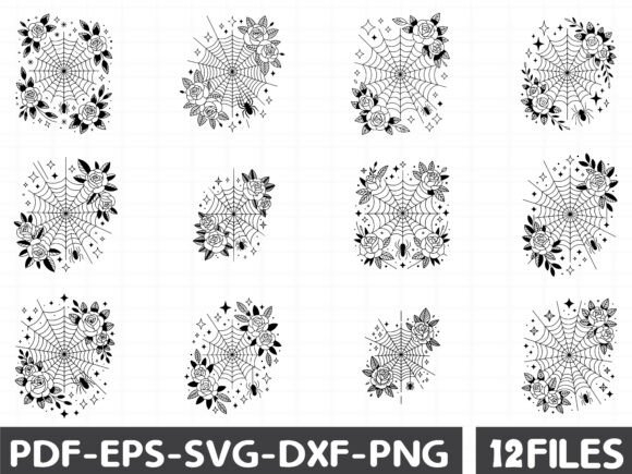 Gothic Spider Web Roses SVG: Graphics & Illustrations