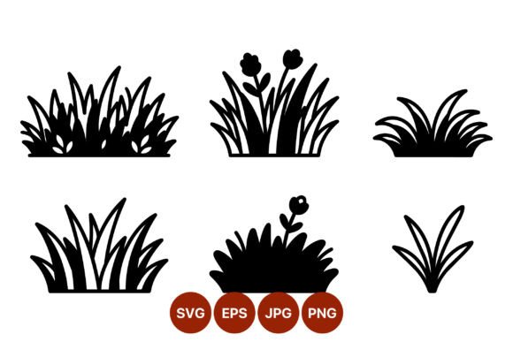 Grass & Flowers Silhouette Graphics for Illustrations