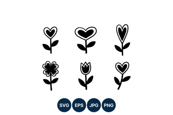 Heart Shaped Flowers Vector Art Six: Graphics & Illustrations
