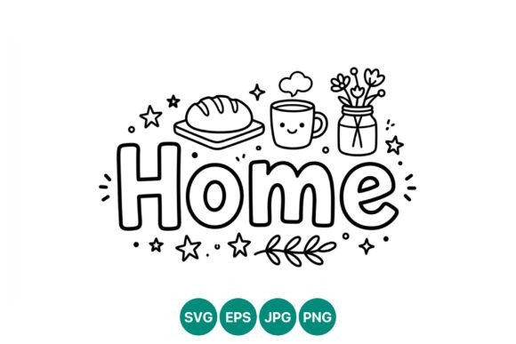 Home Bread Cup Flowers: Cozy Graphics & Illustrations