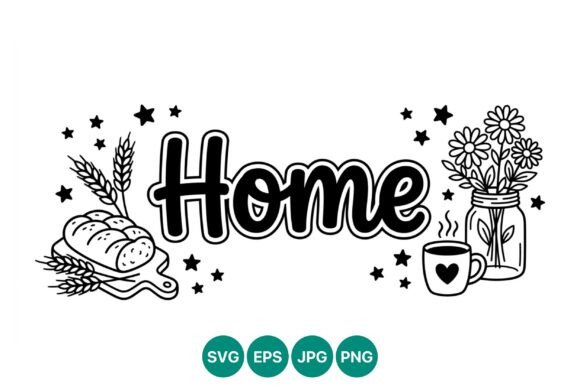 Home Bread Flowers Coffee Vector: Graphics & Illustrations