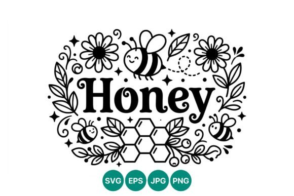 Honey Bees Flowers Vector Art: Graphics & Illustrations