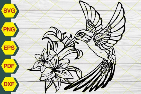 Hummingbird with Flowers SVG EP258: Graphics & Illustrations