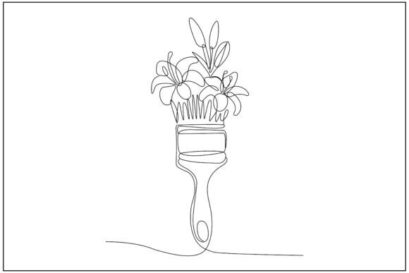 Paintbrush with Lily Flowers: Premium Graphics & Illustrations