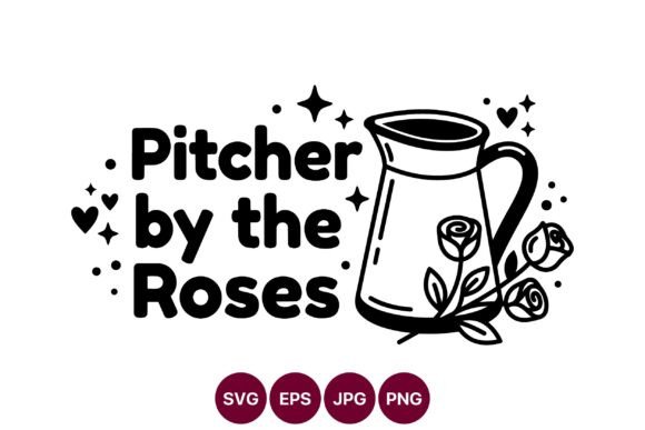 Pitcher by the Roses Line Art: Graphics & Illustrations