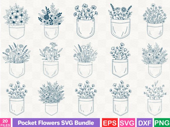 Pocket Flowers SVG Bundle: Graphics & Illustrations