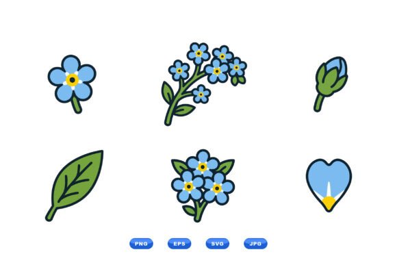 Review: Blue Forget Me Not Flowers Clipart for Embroidery