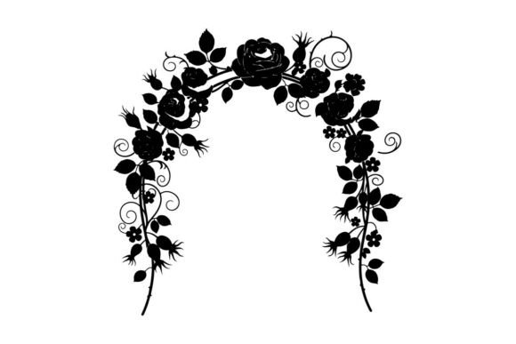 Silhouette Floral Arch: Graphics & Illustrations